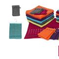 Linge ponge ZT-MODRIAN couvre lit boutis, taie, double rideau, tapis jeu de cartes, couverture, galette de chaise, coussin, patchwork